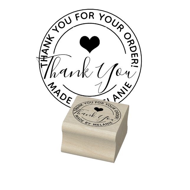 Tack Anpassningsbar Logotyp Elegant Skriptcirkelte Stämpel (create your own thank you calligraphy rubber stamp)