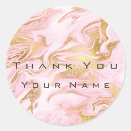 Tack Anpassningsbar Marble Guld Rosa Metallic Runt Klistermärke