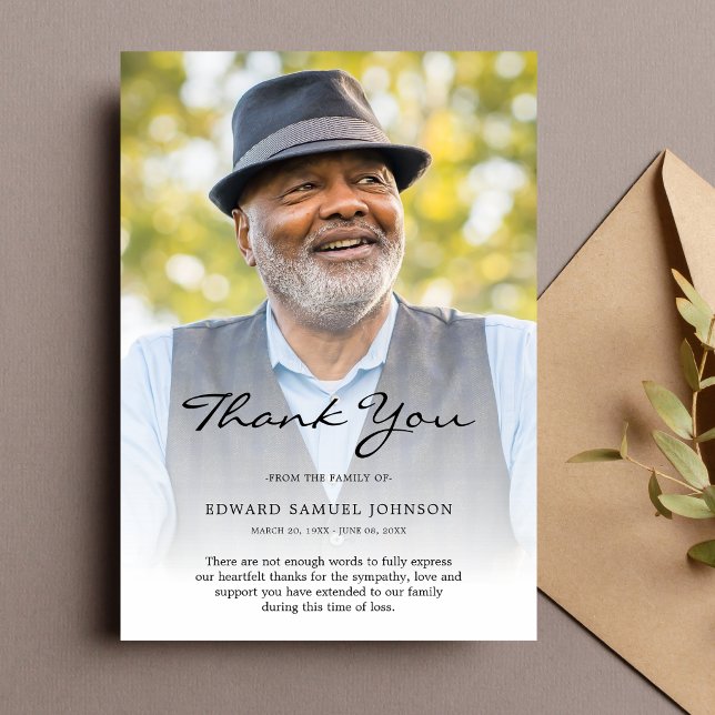 Tack Anpassningsbar - utskrift av begravningsfotos Kort (Sympathy Thank You Photo Card)