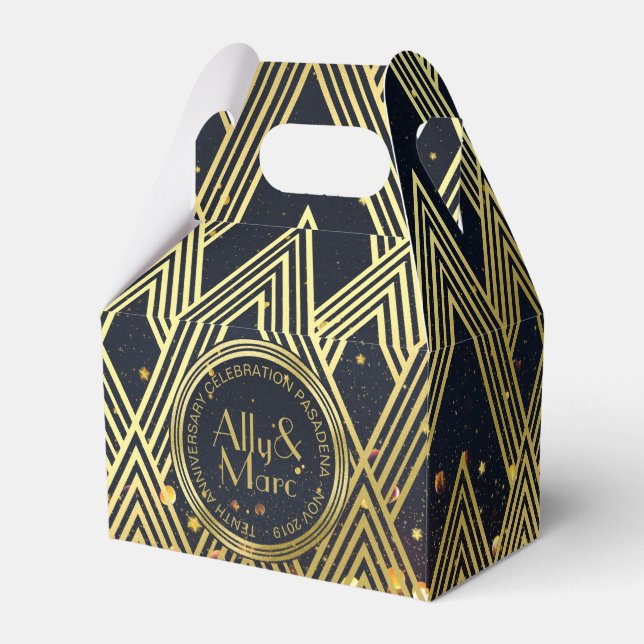 Tack Art Deco Gatsby Guld Glitter Geometric Presentaskar (Baksidan Sidan)