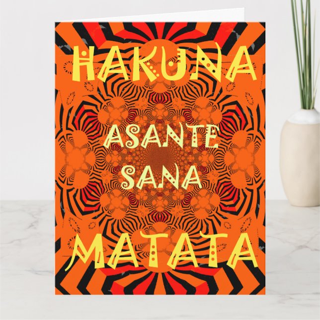 Tack Asante Sana Hakuna Matata med tacksamhet Kort (Framsida)