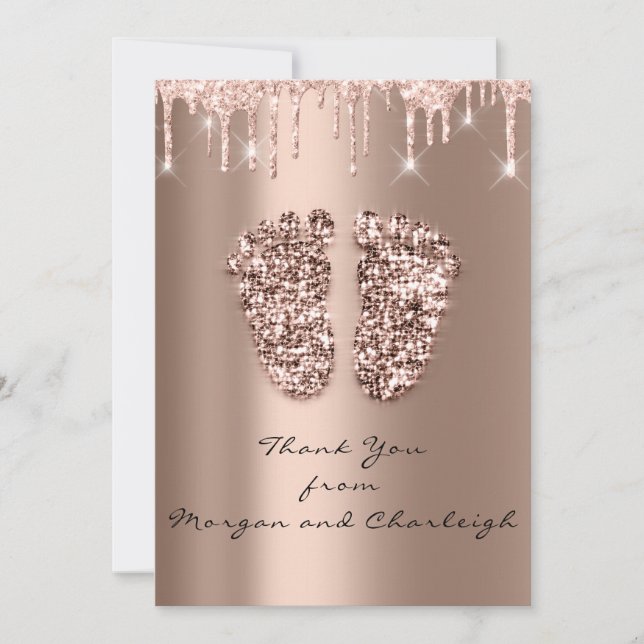 Tack Ashley1 Baby Shower Feet Ro Dricks Boy Girl Inbjudningar (Framsida)