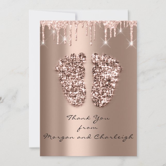 Tack Ashley2 Baby Shower Feet Ro Dricks Boy Girl Inbjudningar (Framsida)