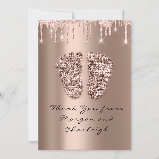 Tack Ashley Baby Shower Feet Ro Dricks Boy Girl Inbjudningar (Framsida)