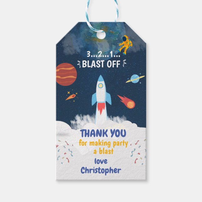 Tack, Astronaut Födelsedagsfest Rymden Presentetikett (Framsidan)