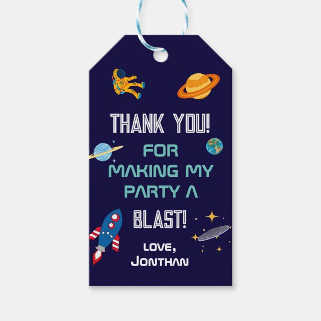 Tack, Astronaut Födelsedagsfest Rymden Presentetikett (Framsidan)