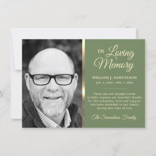 Tack av armé Grönt Sympathy Funeral Memory Photo Kort