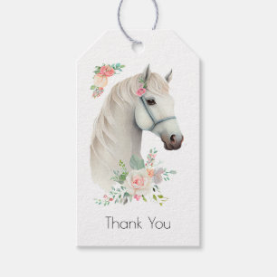 Tack av Bevackra White Horse Boho Blommigt Presentetikett