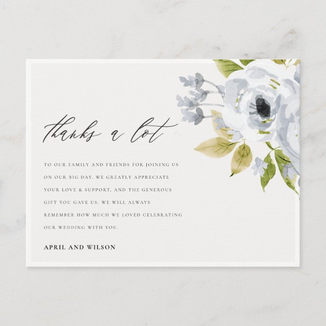 TACK AV BLOMMIGT AV VATTENFÄRG MED VÄTSKAN VYKORT (Framsida)