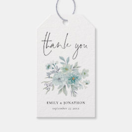 Tack av Blommigten Teal Blue Sea Mist Presentetikett