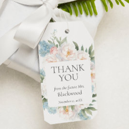 TACK AV BLOMMMAR FÖR ROSA AV BLÅDA BLOMMAR, MÖHIPP PRESENTETIKETT