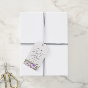 Tack av elegant Lila Blommigt Möhippa Presentetikett