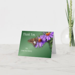 Tack av fjäril på Aster Flower Nature Kort