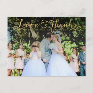 Tack av fotovykort för Guld-skript Vykort