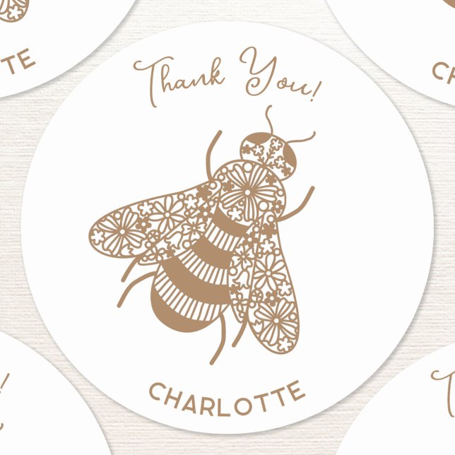 Tack av honungsbin-Personlig Runt Klistermärke (Personalized honey bee thank you stickers)
