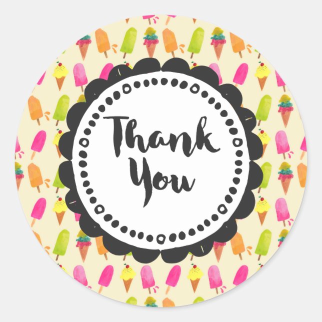 Tack av isgrädddjur runt klistermärke (Framsida)