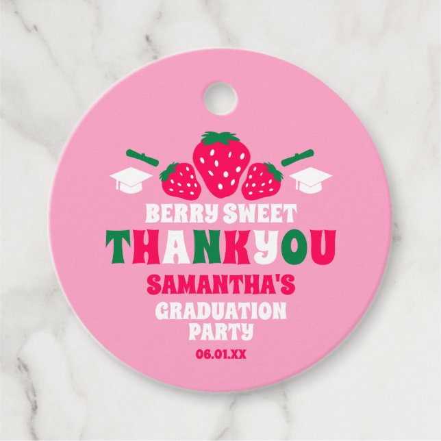 Tack av jordgubbsberry Berry Sweet Studentfest Gåvor Etiketter (Framsida)