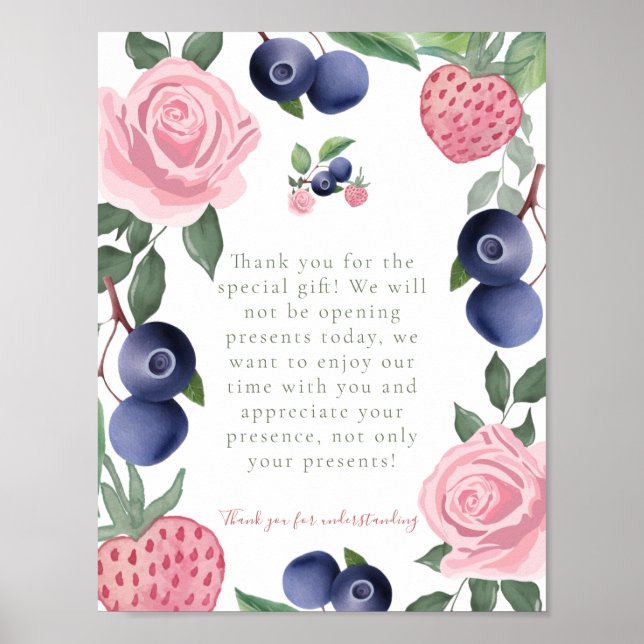 Tack av jordgubbsgåvor och blåbär från Party Poster (Framsidan)