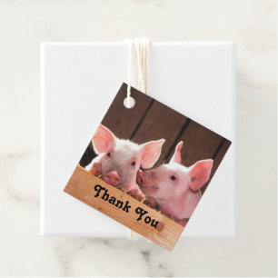 Tack av jute Rosa Piglets Animaliska fotografier Gåvor Etiketter