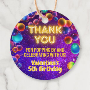 Tack av nykolv, bubbelböjlig Födelsedagsfest Gåvor Etiketter