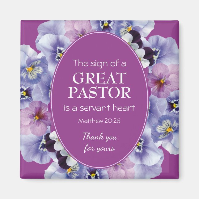 TACK AV PASTOR APPRECIATION SERVANT Blommigt Magnet (Framsidan)