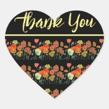 Tack av Red Orange Gult Poppy Poppies Art