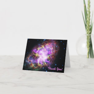 Tack av rosa Crab Nebula Space-avbildning Kort