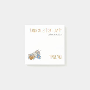 Tack av sömnad av garn, handgjorda, post-it block