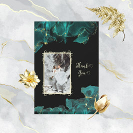 Tack av vattenfärg Anastasia Black and Grönt Inbjudningar