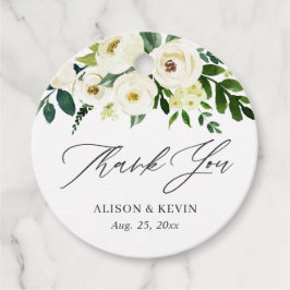 Tack av vattenfärgen Greenery White-Blommigt Gåvor Etiketter