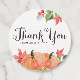 Tack av vattenfärgspumpor och maple Löv Gåvor Etiketter