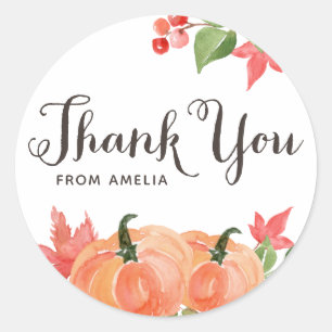 Tack av vattenfärgspumpor och maple Löv Runt Klistermärke