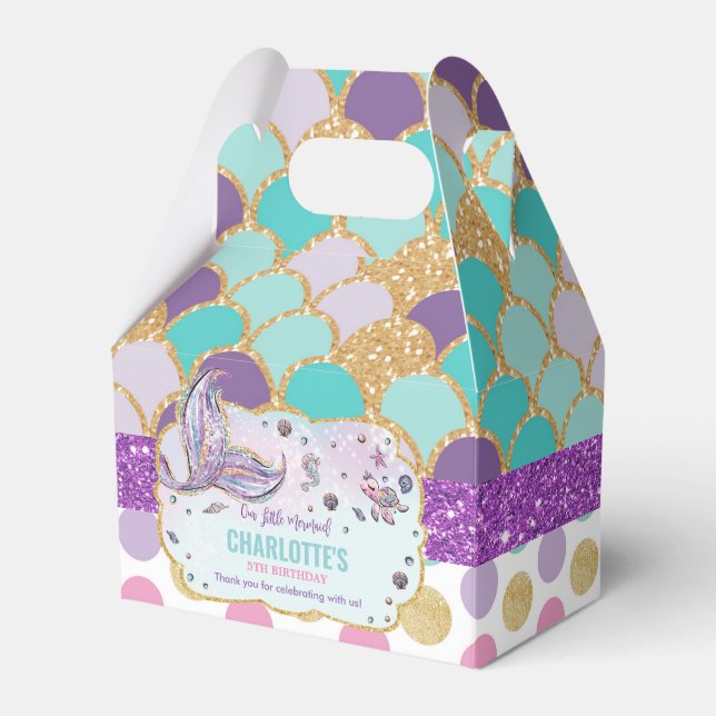 Tack av vimisk Sjöjungfru Svan Födelsedagsfest Presentaskar (Framsidan Sidan)