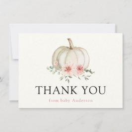 Tack av vit Pumpkin och Rosa Blommigt