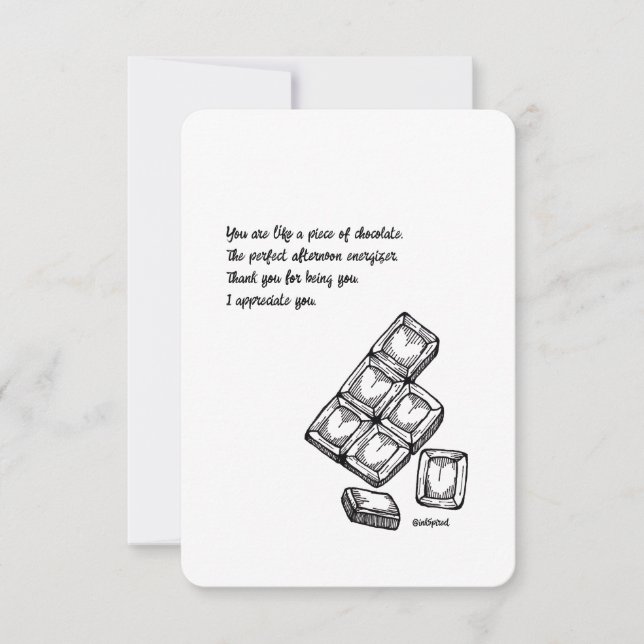 Tack, avkänningskort - Choklad, platt (Framsida)