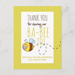 tack BA-BEE Baby Shower Gult Polkadot Vykort