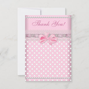 Tack Baby Baby Shower Flicka Baby Rosa Fläck Pärl Kort