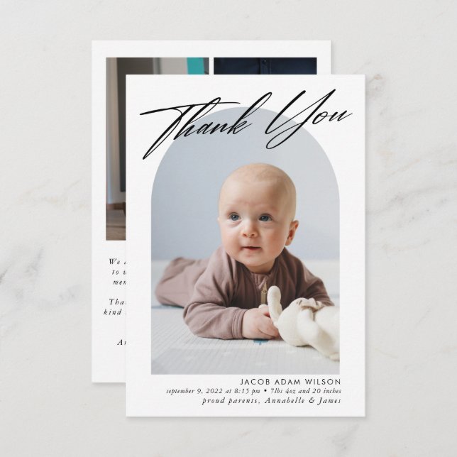 tack Baby Birth Photo Collage (Fram/baksida)