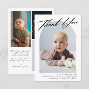 tack Baby Birth Photo Collage Kort