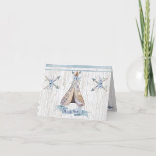 Tack Baby blue pojkvän Boho Chic Teepee Anteckningskort
