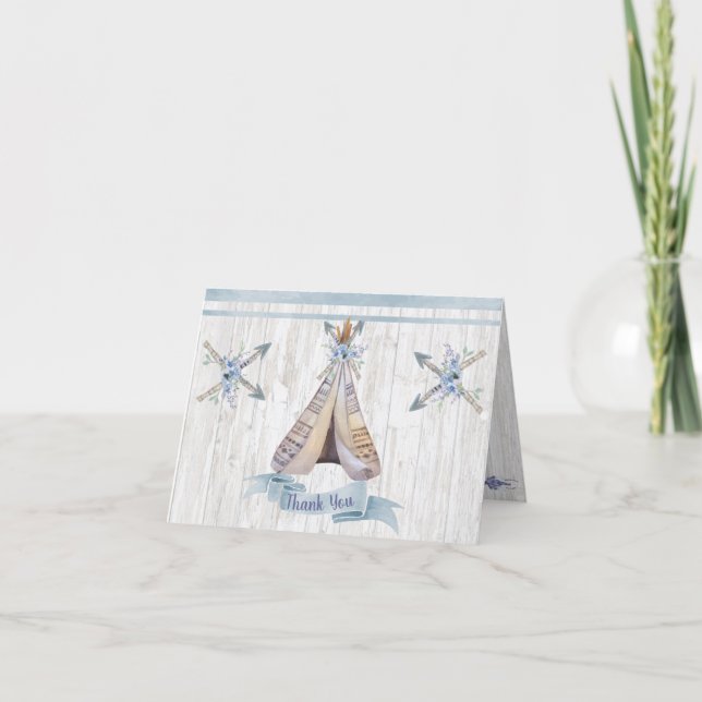 Tack | Baby blue pojkvän Boho Chic Teepee Anteckningskort (Framsida)