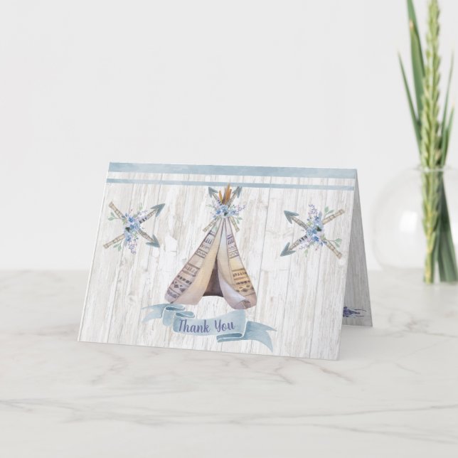 Tack | Baby blue pojkvän Boho Chic Teepee Kort (Framsida)