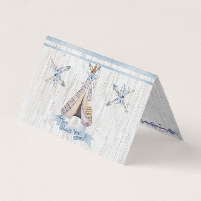 Tack | Baby blue pojkvän Boho Chic Teepee Visitkort (Framsida)