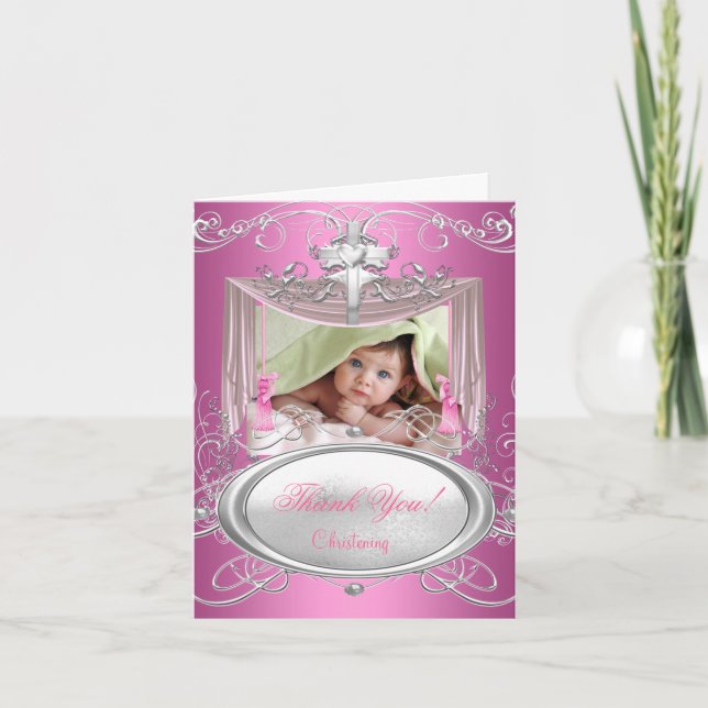 Tack Baby Christening Baptism Girl Rosa (Framsida)