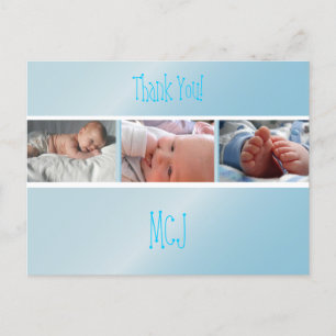 Tack, baby monogram, sätt in dina foton meddelande vykort
