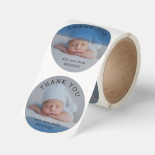 Tack Baby Nyfödd Baby Shower Manus Runt Klistermärke