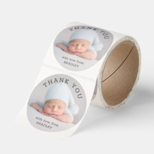 Tack Baby Nyfödd Baby Shower Manus Runt Klistermärke