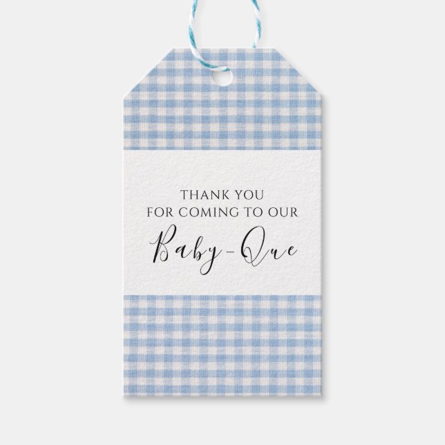 Tack Baby Q Baby Shower Barbecue Boy Blue Presentetikett (Framsidan)