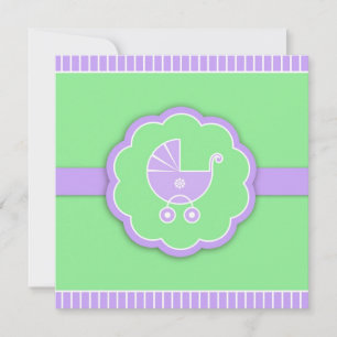 Tack Baby Shower Barnvagn Grönt - platta kort för