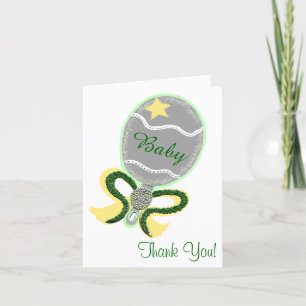 Tack Baby Shower Elegant Rattle Kort
